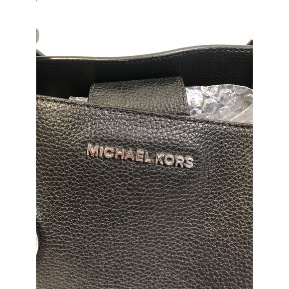 Michael Kors Kimberly Satchel Black Pebbled Leather Purse - Picture 16 of 16
